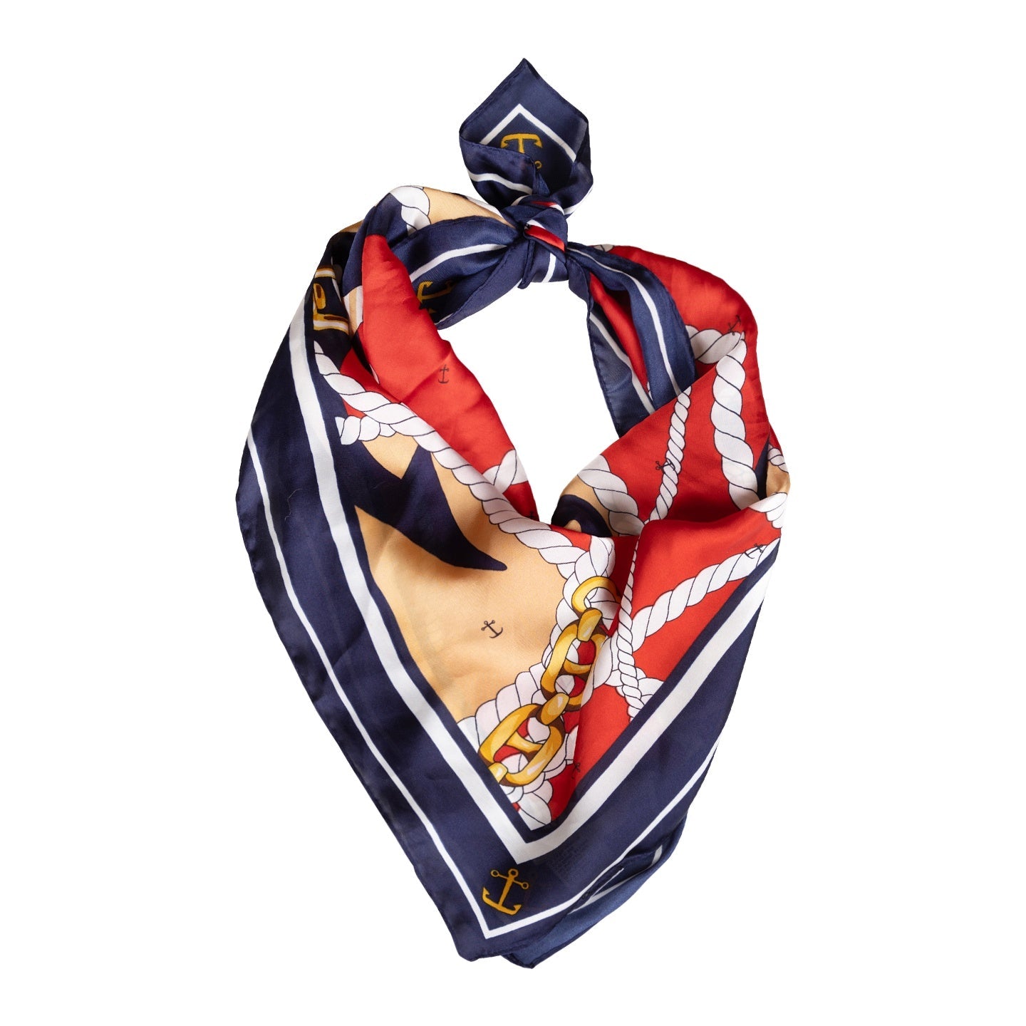 Red and Navy Nautical Rope Decorative Print Scarf