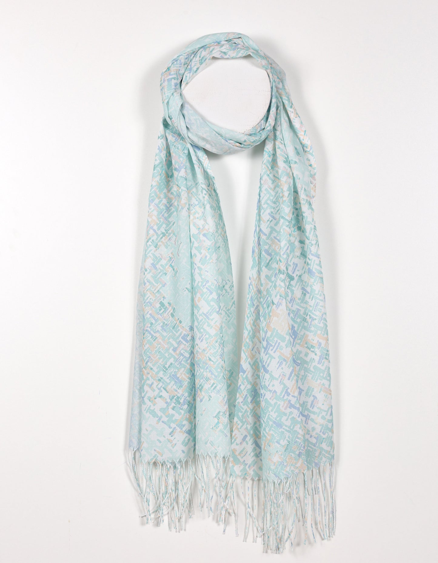 Lightweight Abstract Textured Print Scarf in Green
