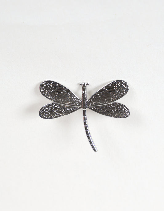 Textured Dragonfly Brooch in Silver