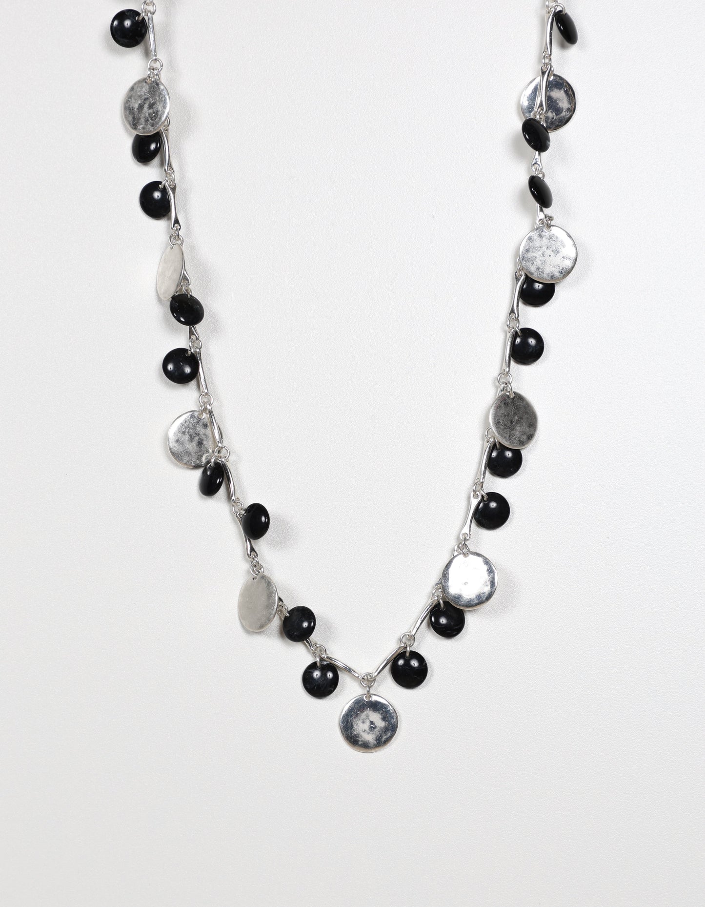Silver Chain Necklace with Mixed Coin Pendants