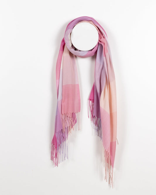 Pink, Lilac, and Cream Sheer Checkered Scarf