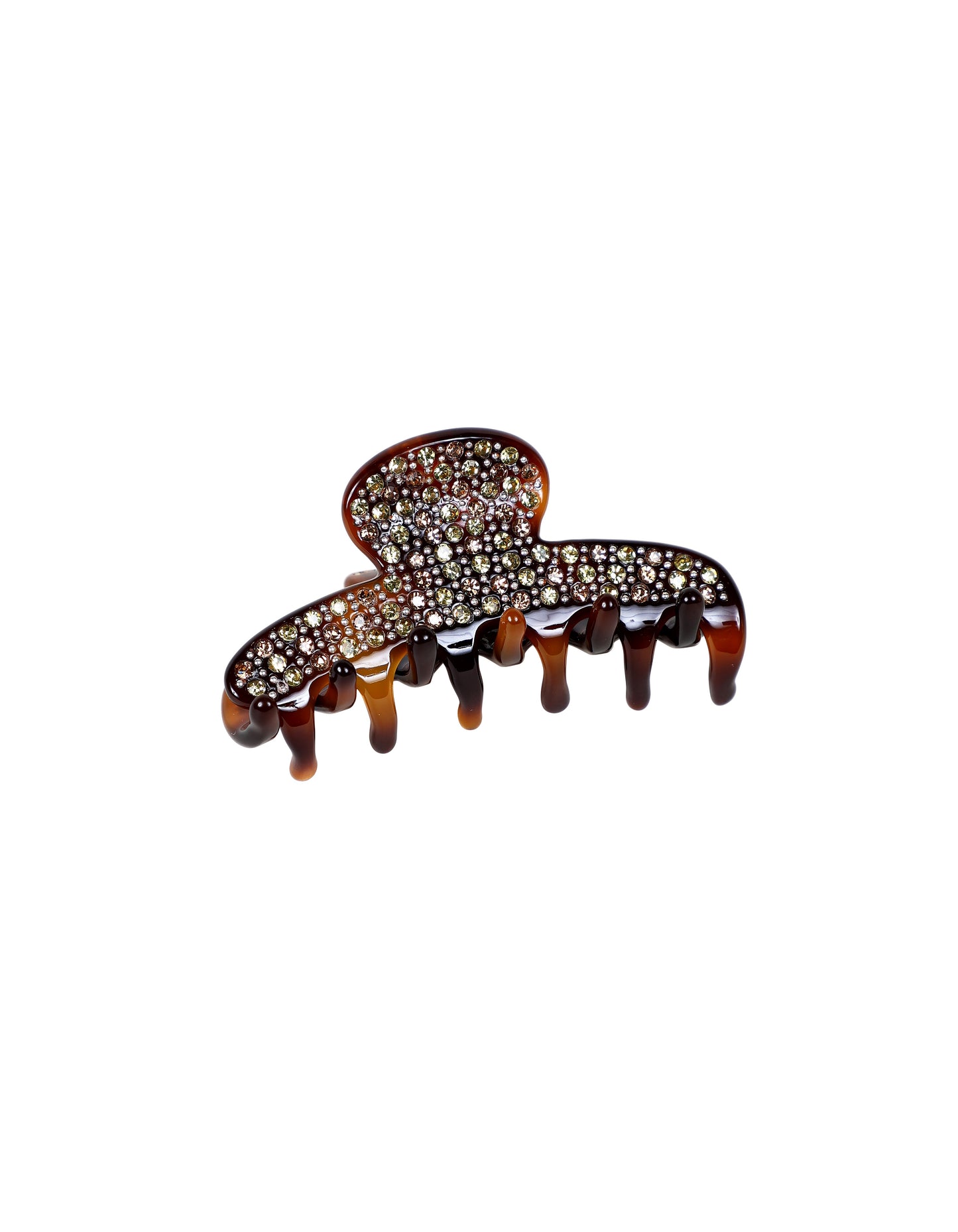 Tortoise Shell Crystal Curved Hair Clip 6cm Brown