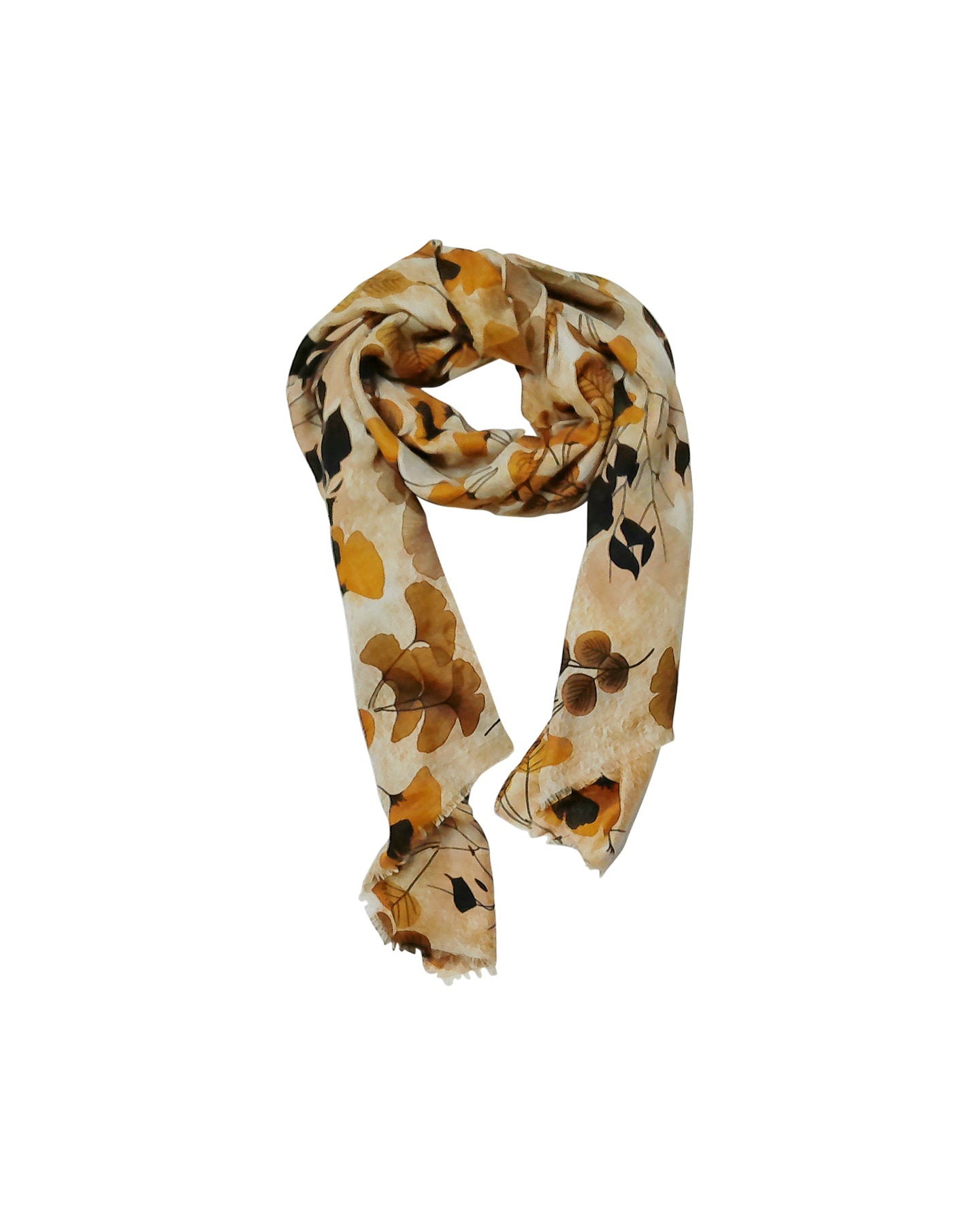 Yellow Floral Leaf Scarf