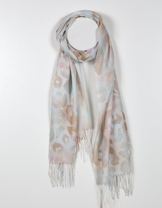 Rainbow Leopard Print Scarf in Beige