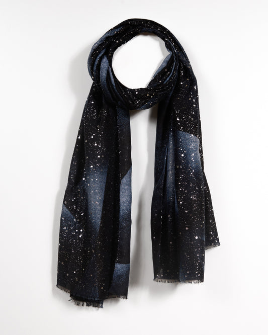 Navy Scarf with Delicate Speckled Details