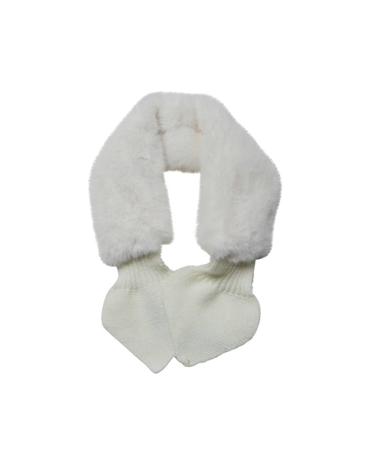 Ivory Faux Fur Scarf with Knitted Loop Closure