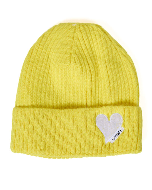 Yellow Heart Patch Knit Beanie