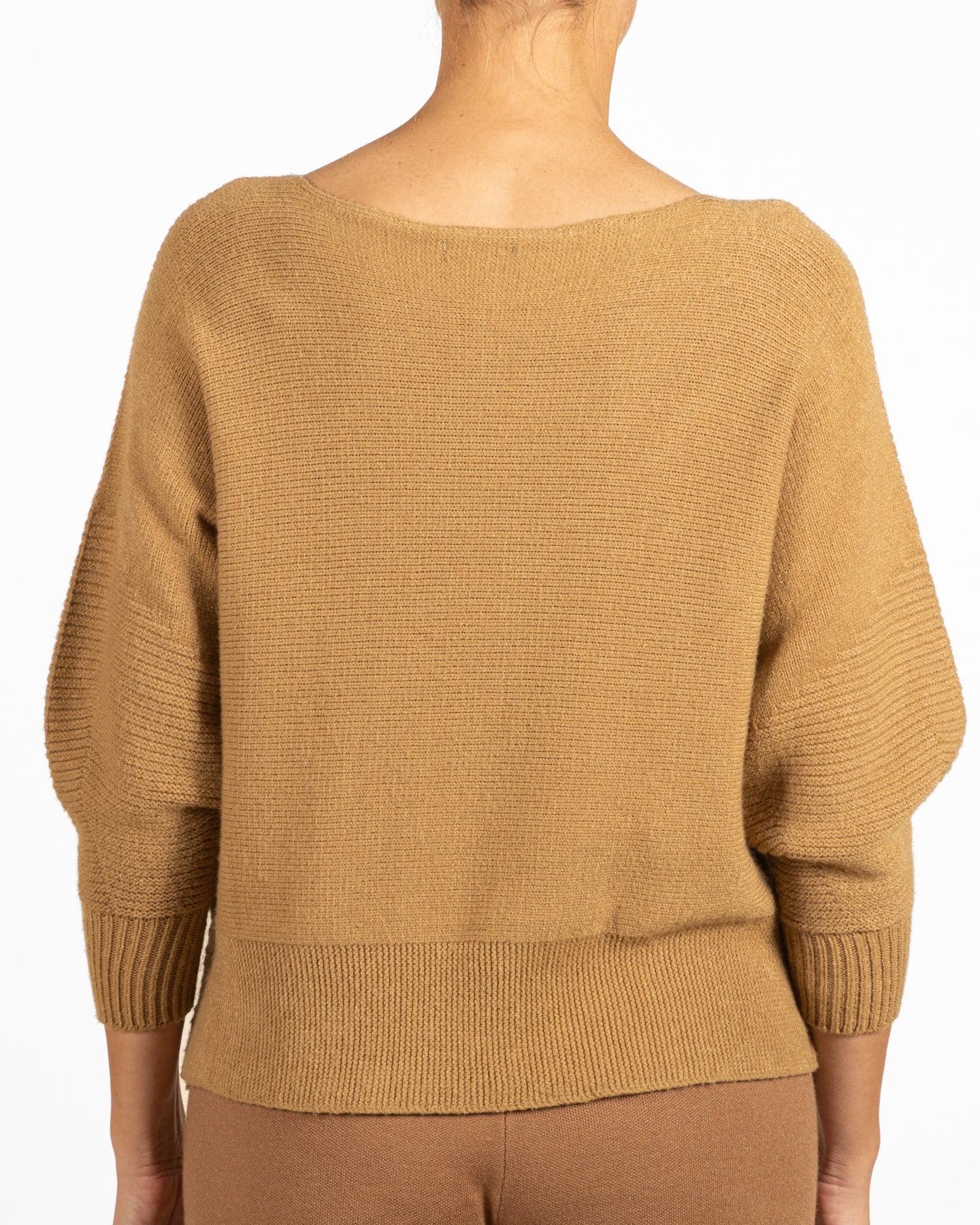 Camel Rib Combo Front Gold Foil Flakes Sweater