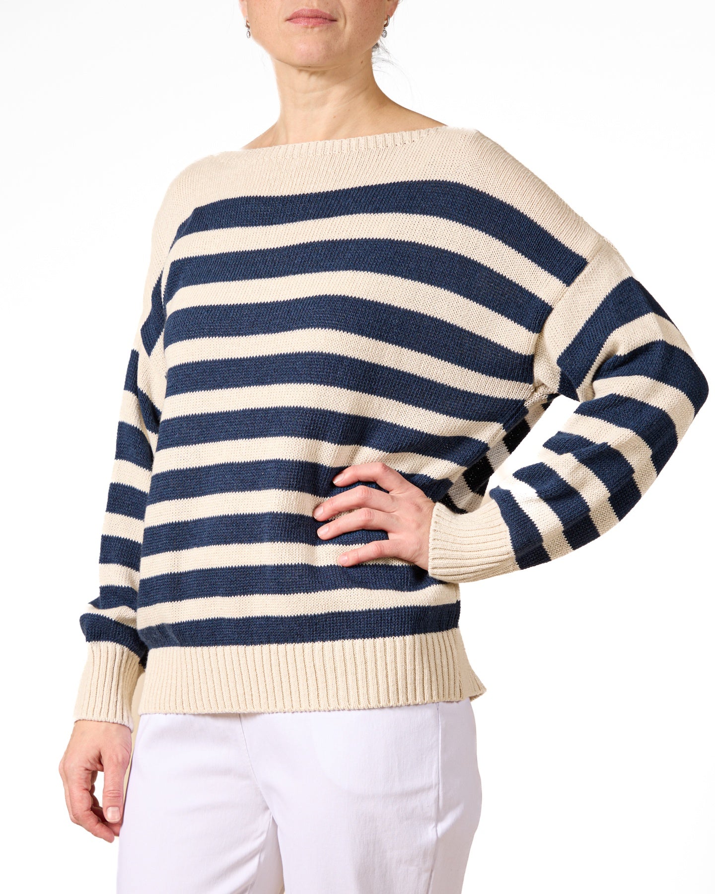 Midnight Boat Neck Stripe Sweater