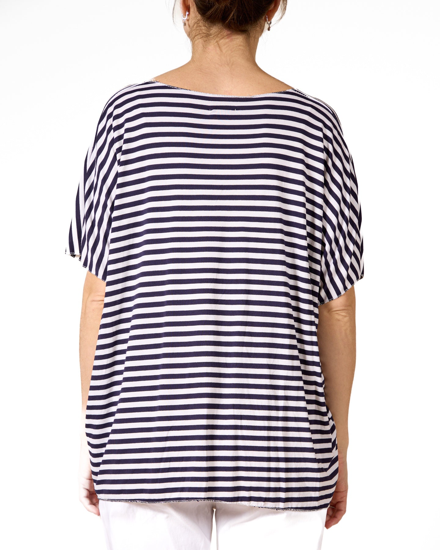 Midnight Deep V Neck Stripe Top