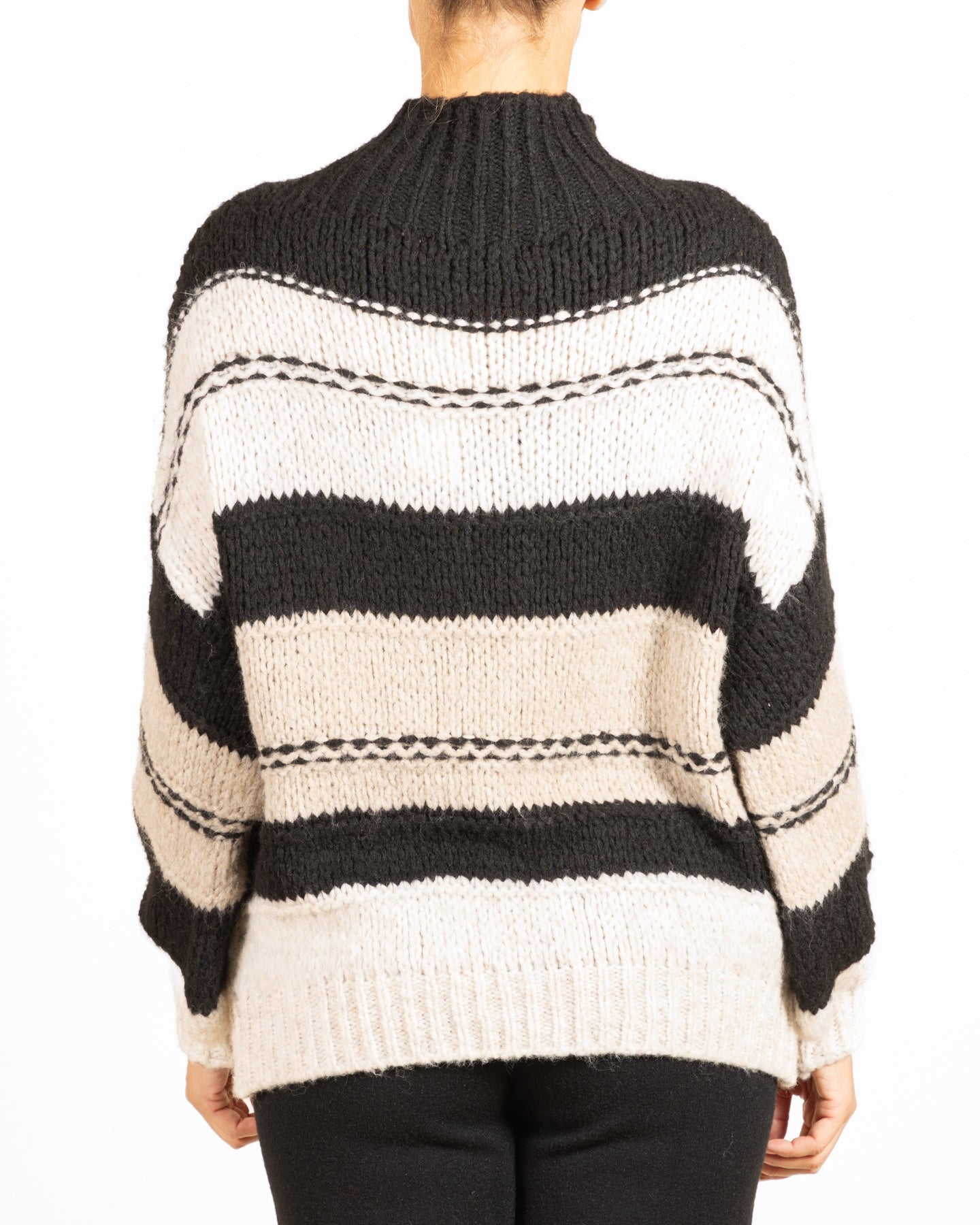 Black Mock NeckMulti Stripe Sweater