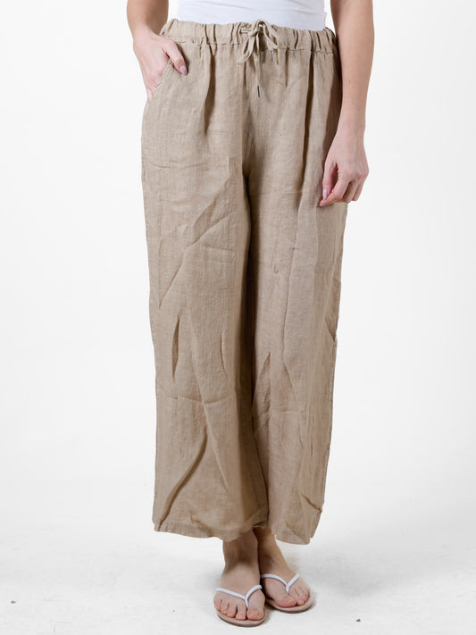Sand Linen-Style Beach Pants with Drawstring Waist