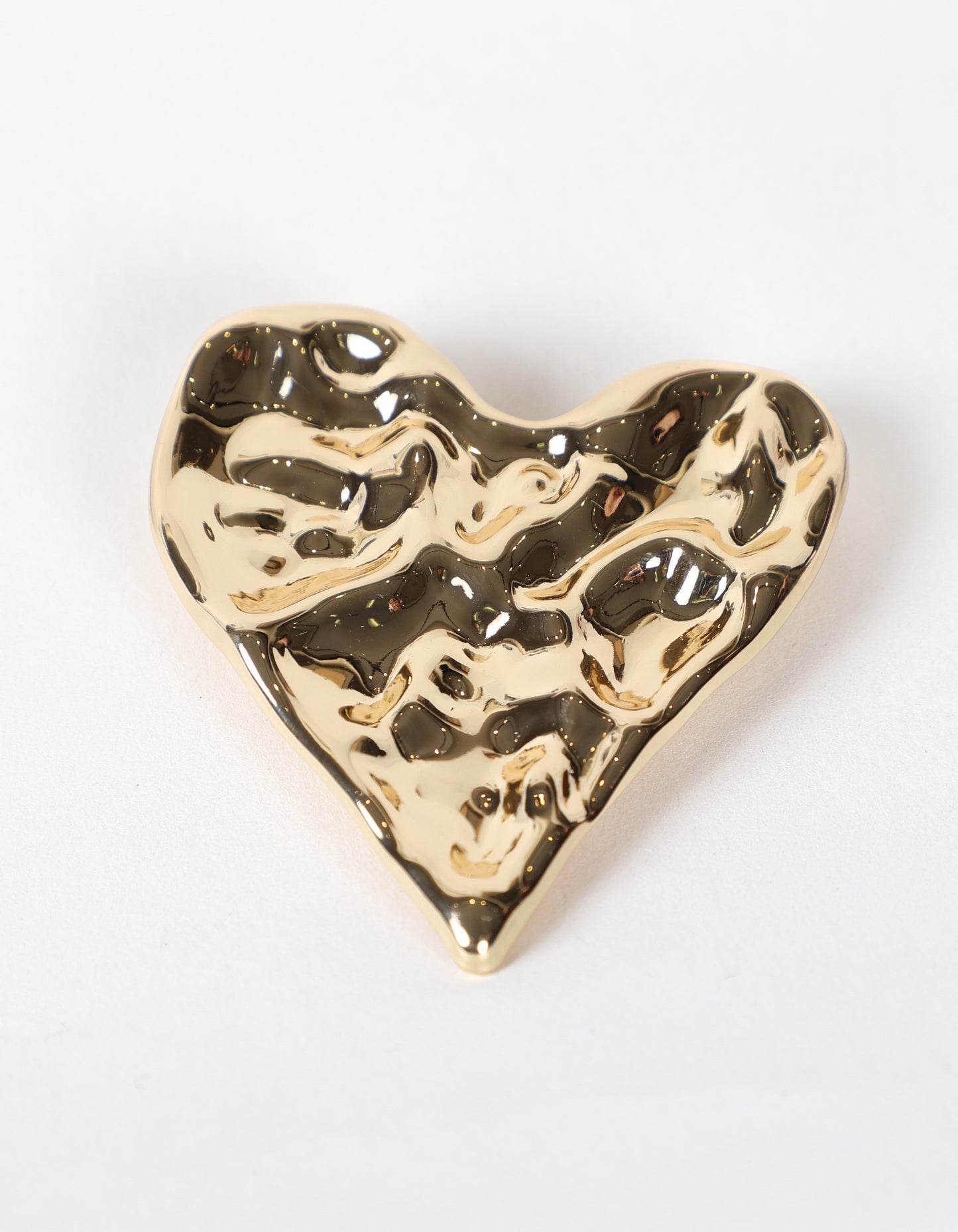 Textured Heart Brooch in Gold