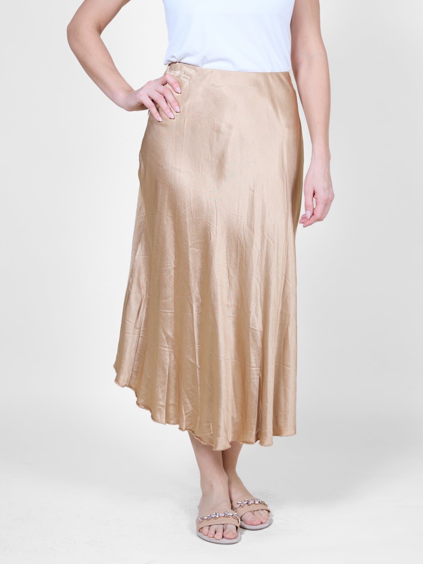 Tan Long Skirt with Subtle Sheen