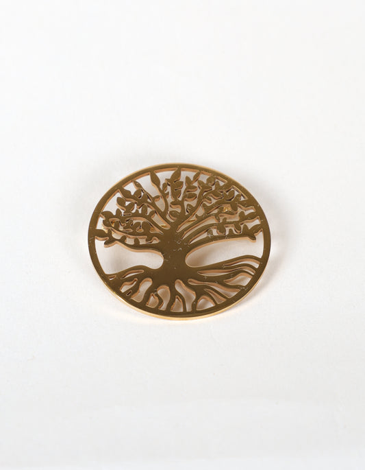 Detailed Tree Brooch in Gold