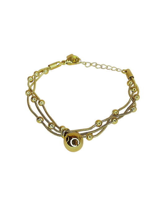 Gold Bracelet with Bead Charm