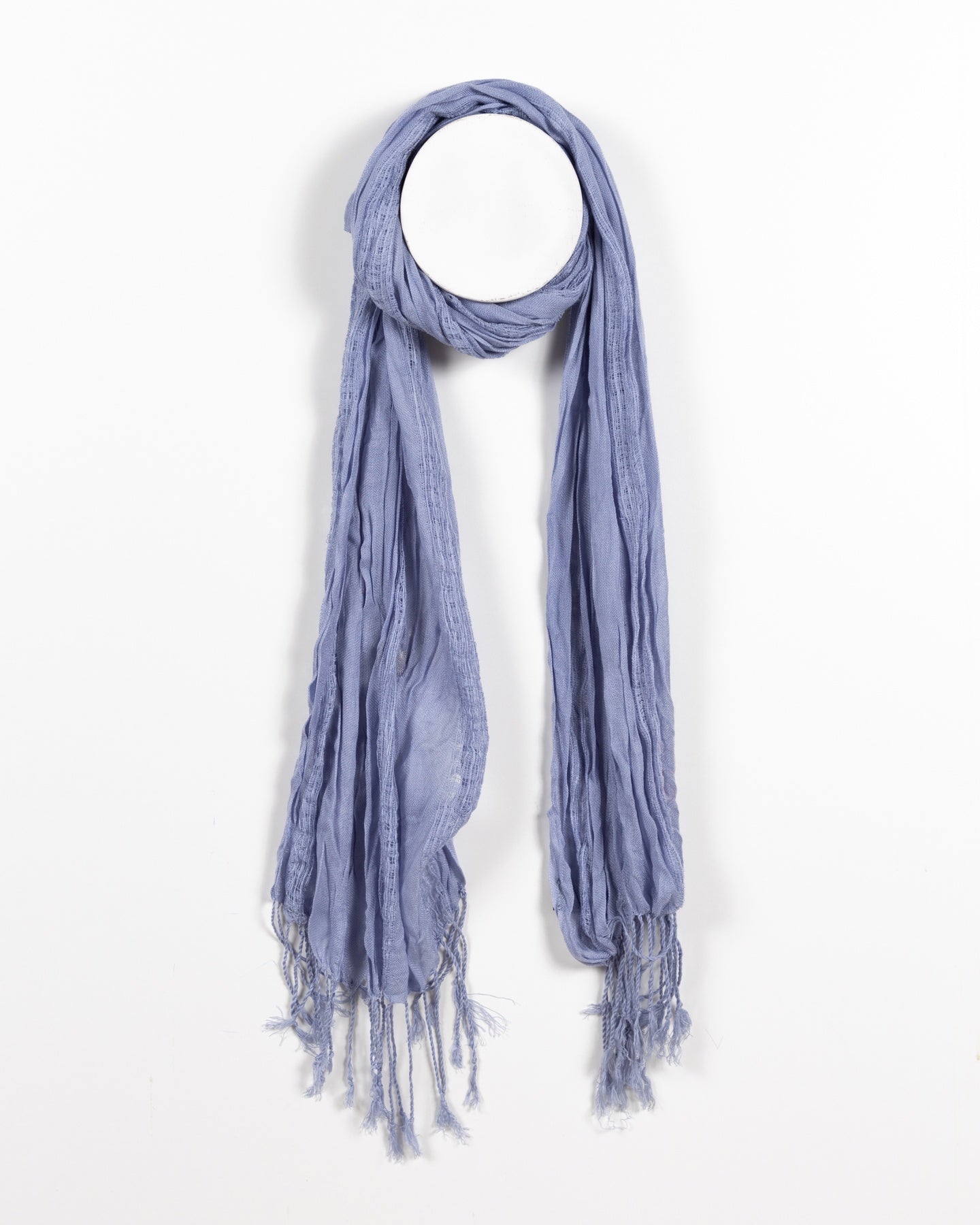 Lightweight Air Blue Crinkle Solid Color Scarf