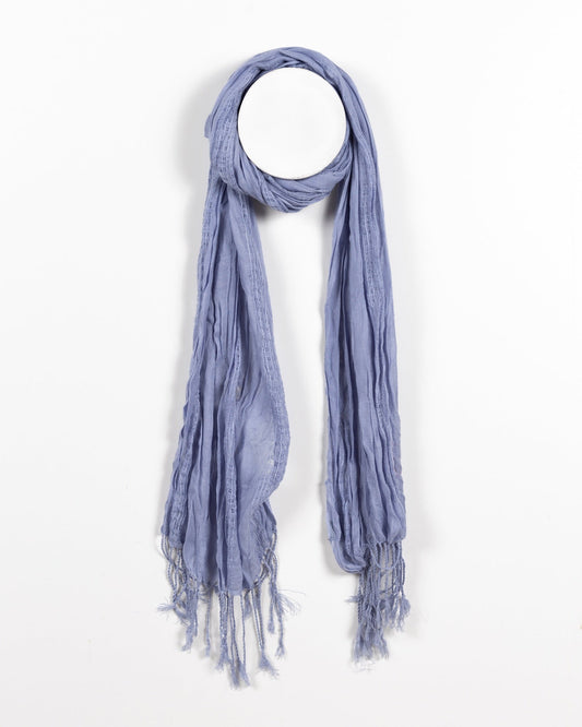 Lightweight Air Blue Crinkle Solid Color Scarf