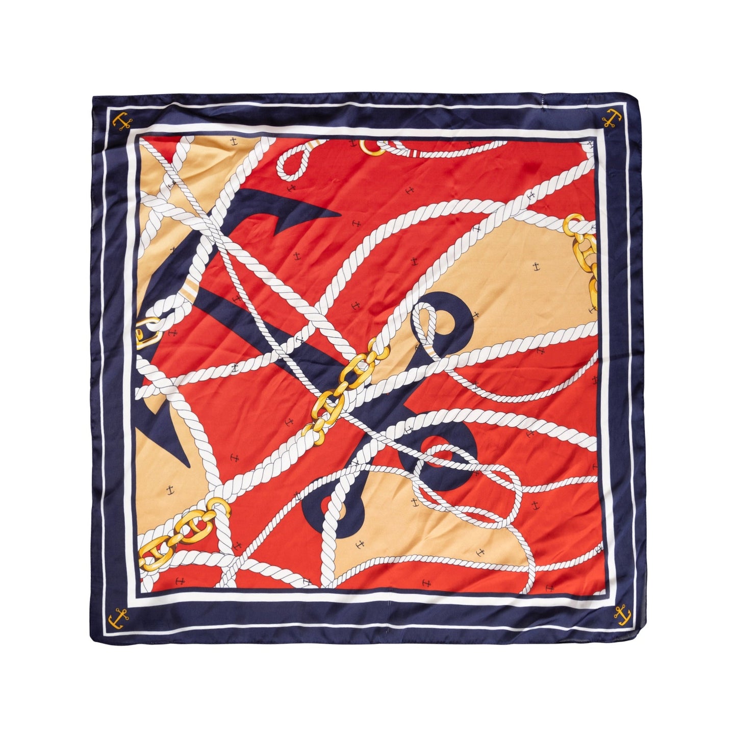 Red and Navy Nautical Rope Decorative Print Scarf