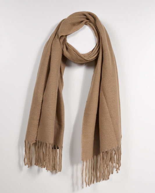 Taupe Scarf with Fringed Edges for Timeless Elegance