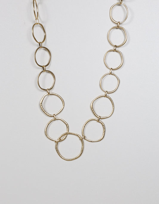 Gold Necklace with Organic Circle Links