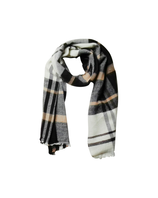 Soft Plaid Black Blanket Scarf