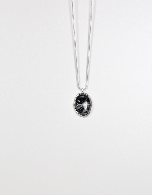 Black Natural Stone Pendant Necklace