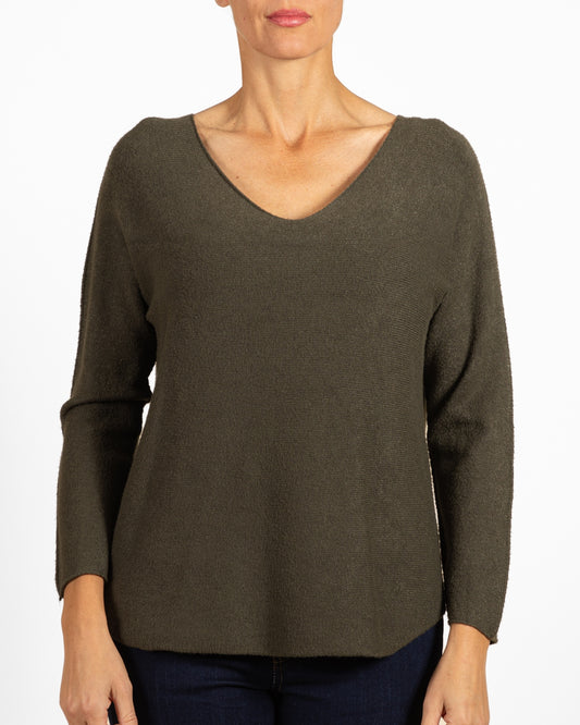 Forest V Neck Reverse SeamPullover