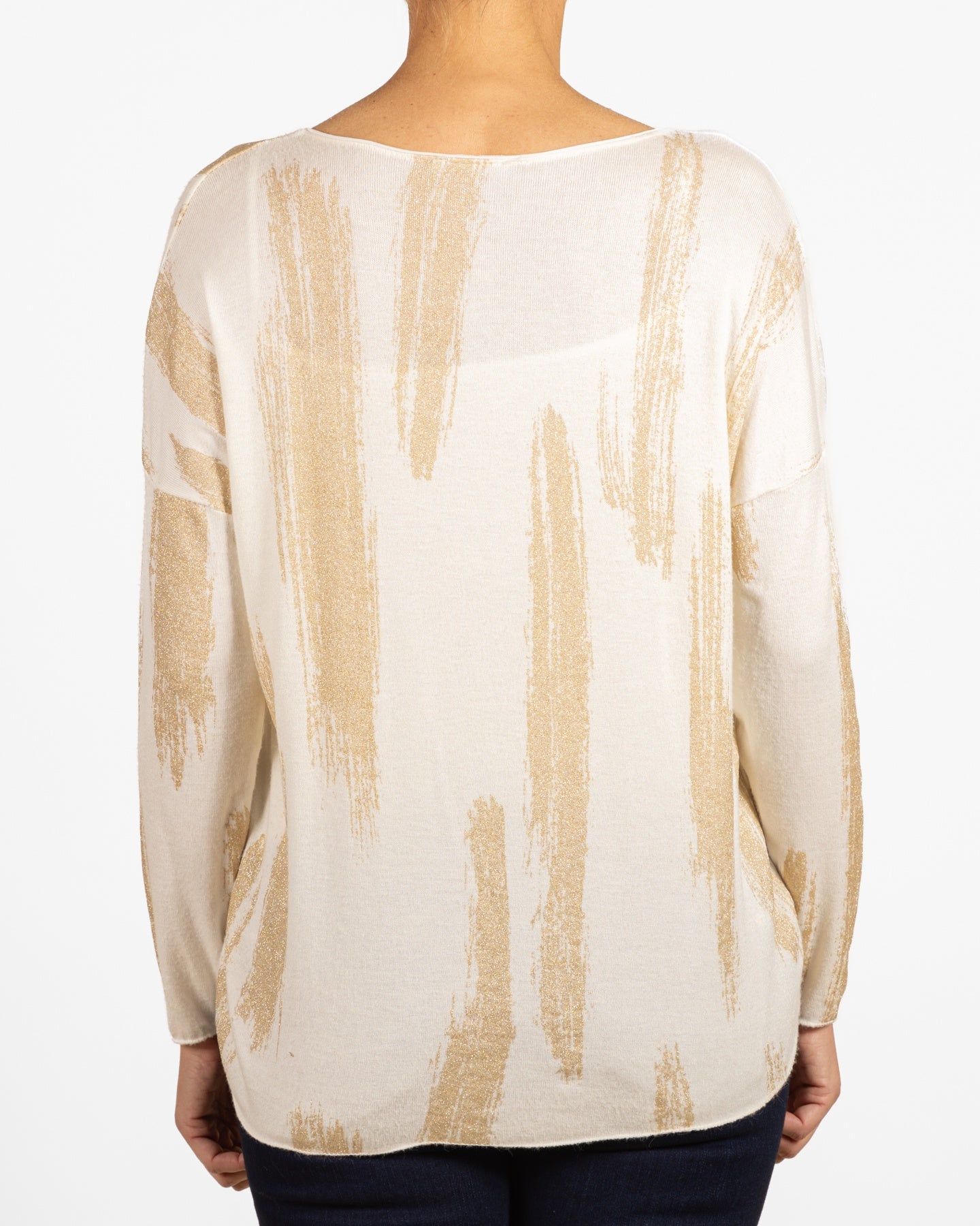 Ivory Scoop Neck Lurex Foil Paint Splash Top