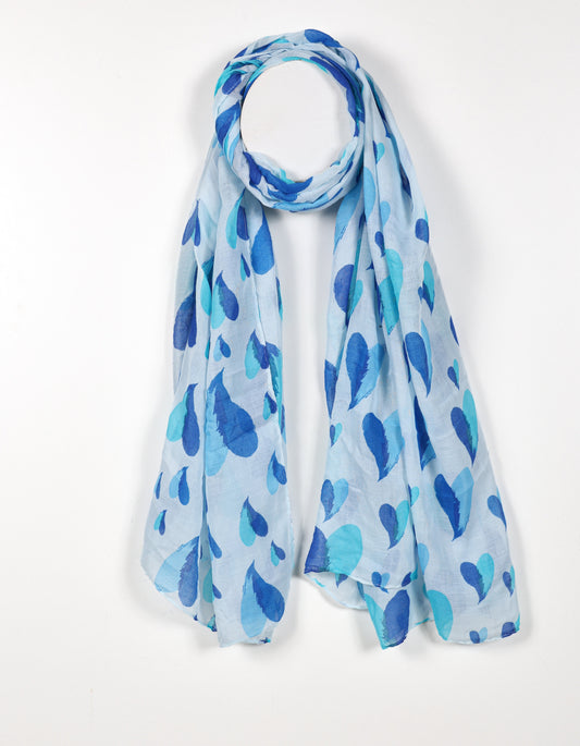 Blue - Lightweight Heart Pattern Scarf