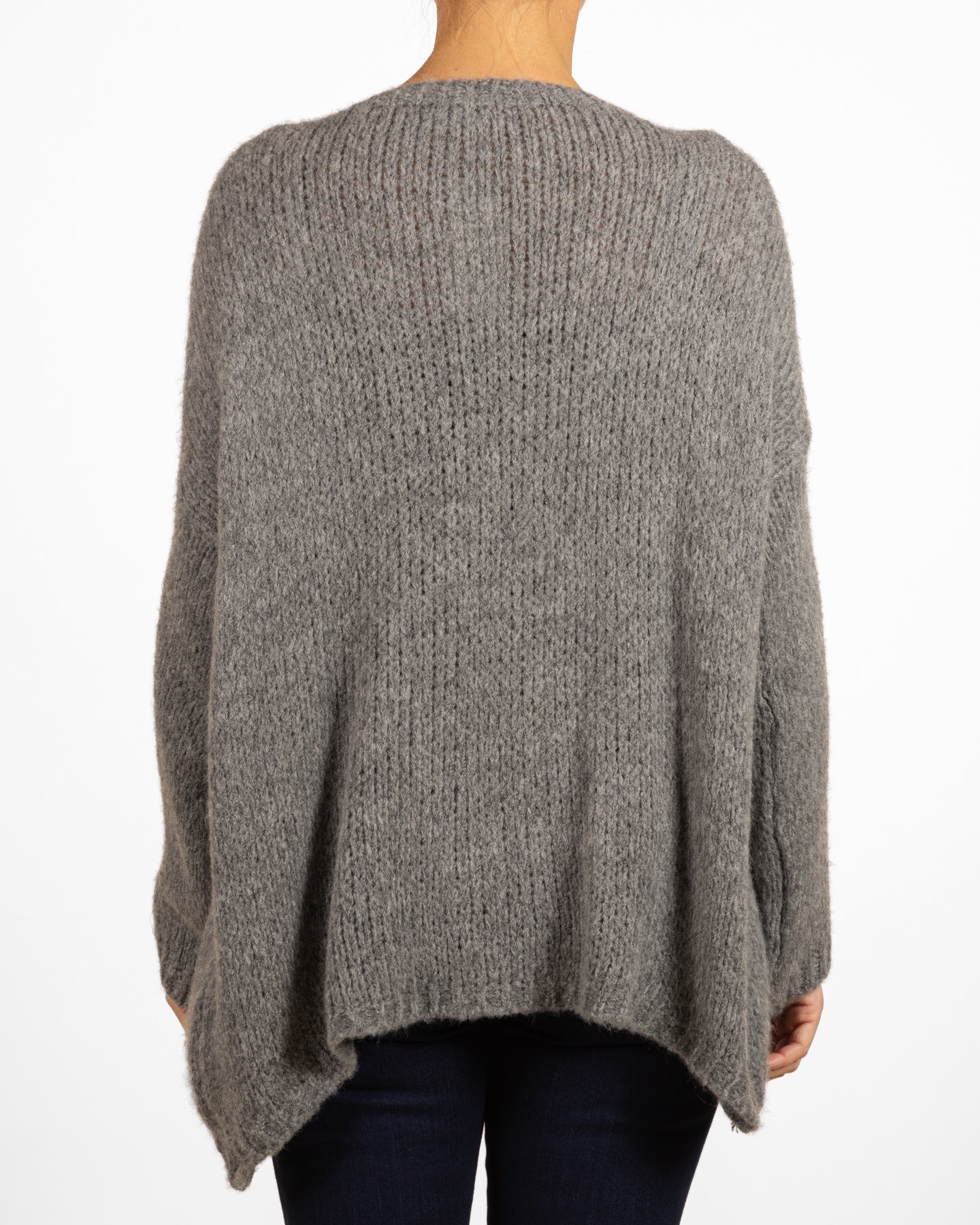 Pewter Scoop Neck Drop Shoulder Hi Low Sweater