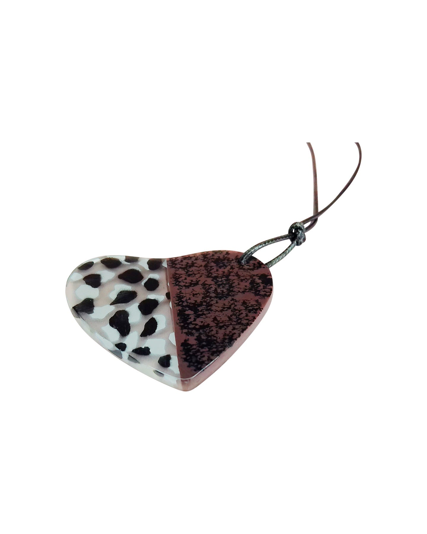 Resin Heart Pendant Brown Necklace