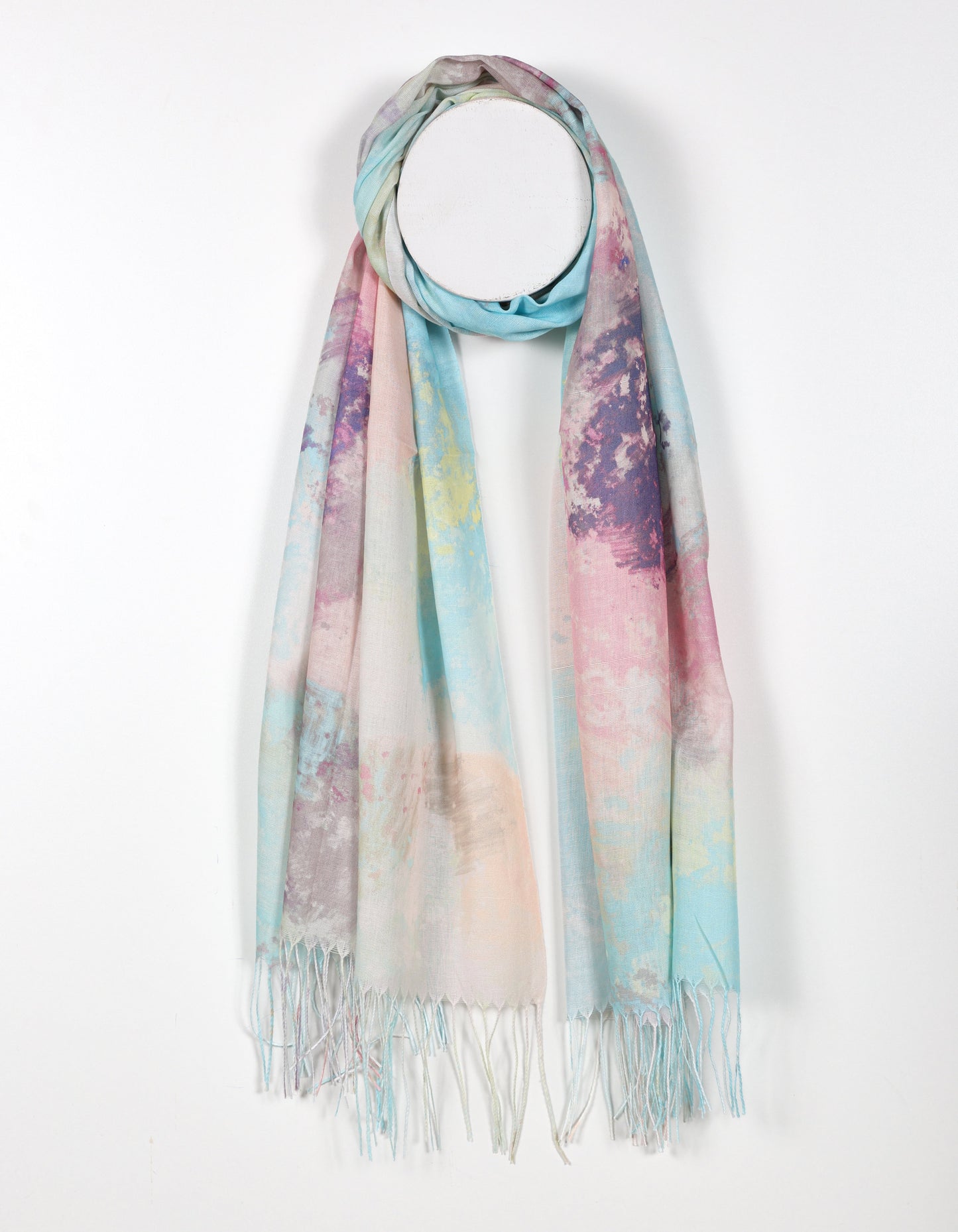 Abstract Textured Print Scarf in Green
