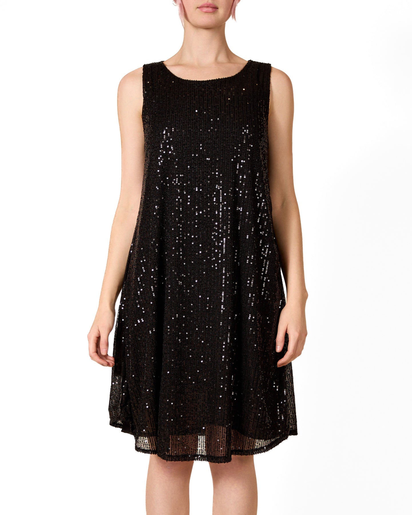 Ebony Boat Neck Sleeveless Sequin Dress