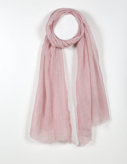 Pink Sheer Scarf with Frayed Edges