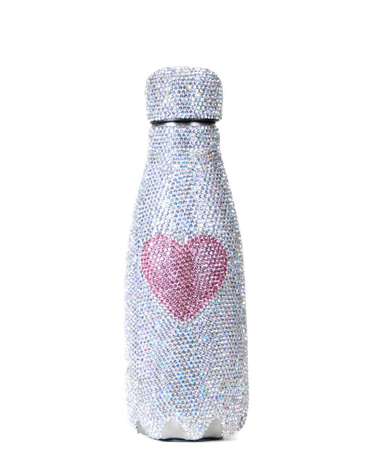 Swarovski Silver and Pink Heart Water Bottle