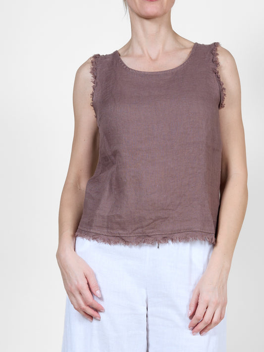 Espresso Raw Edge Sleeveless Tank