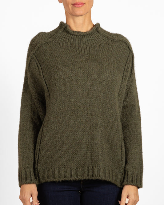 Army Mock Nek Reverse Side Seam Sweater