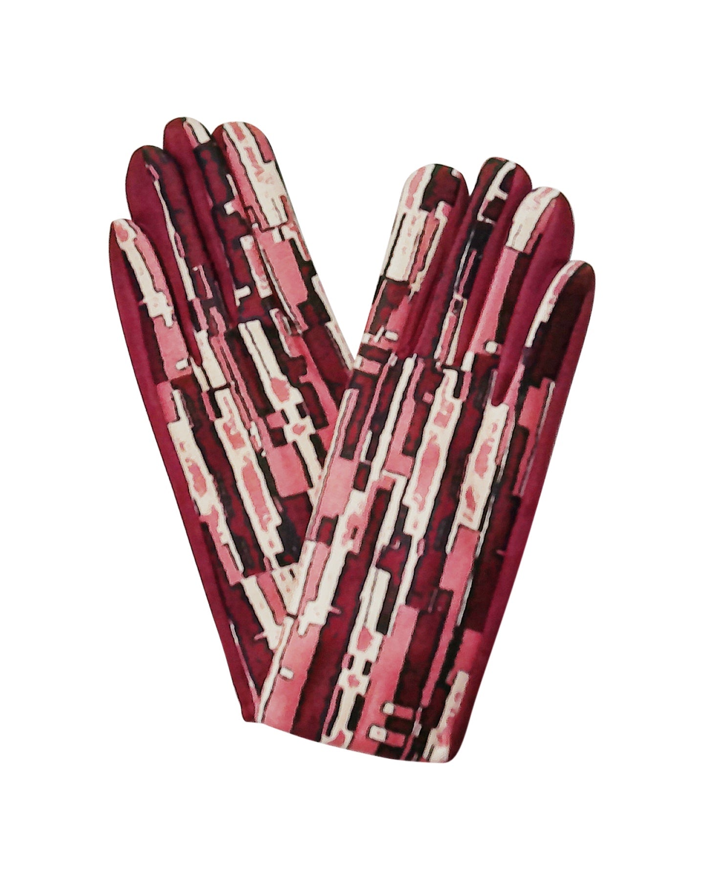 Patterned Fuchsia Gloves with Touchscreen Compatibility