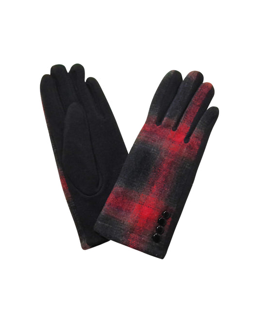 Red and Black Plaid Gloves with Touchscreen Compatibility