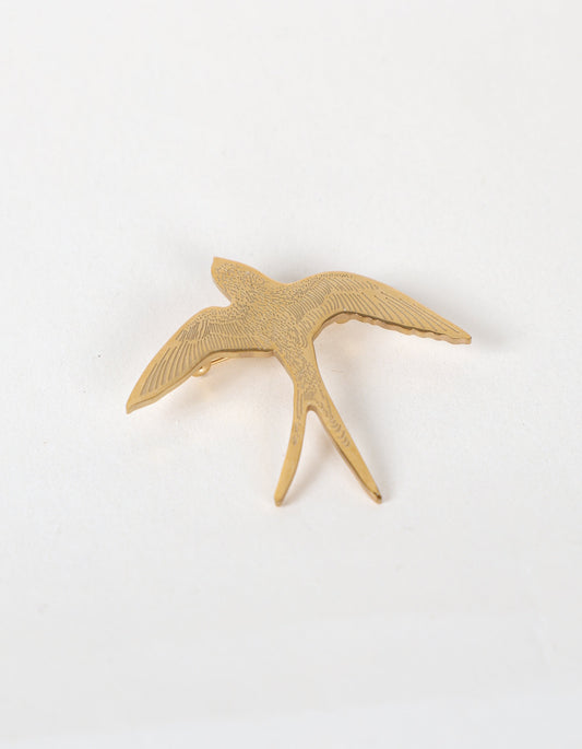 Broche Moineau Volant en Or