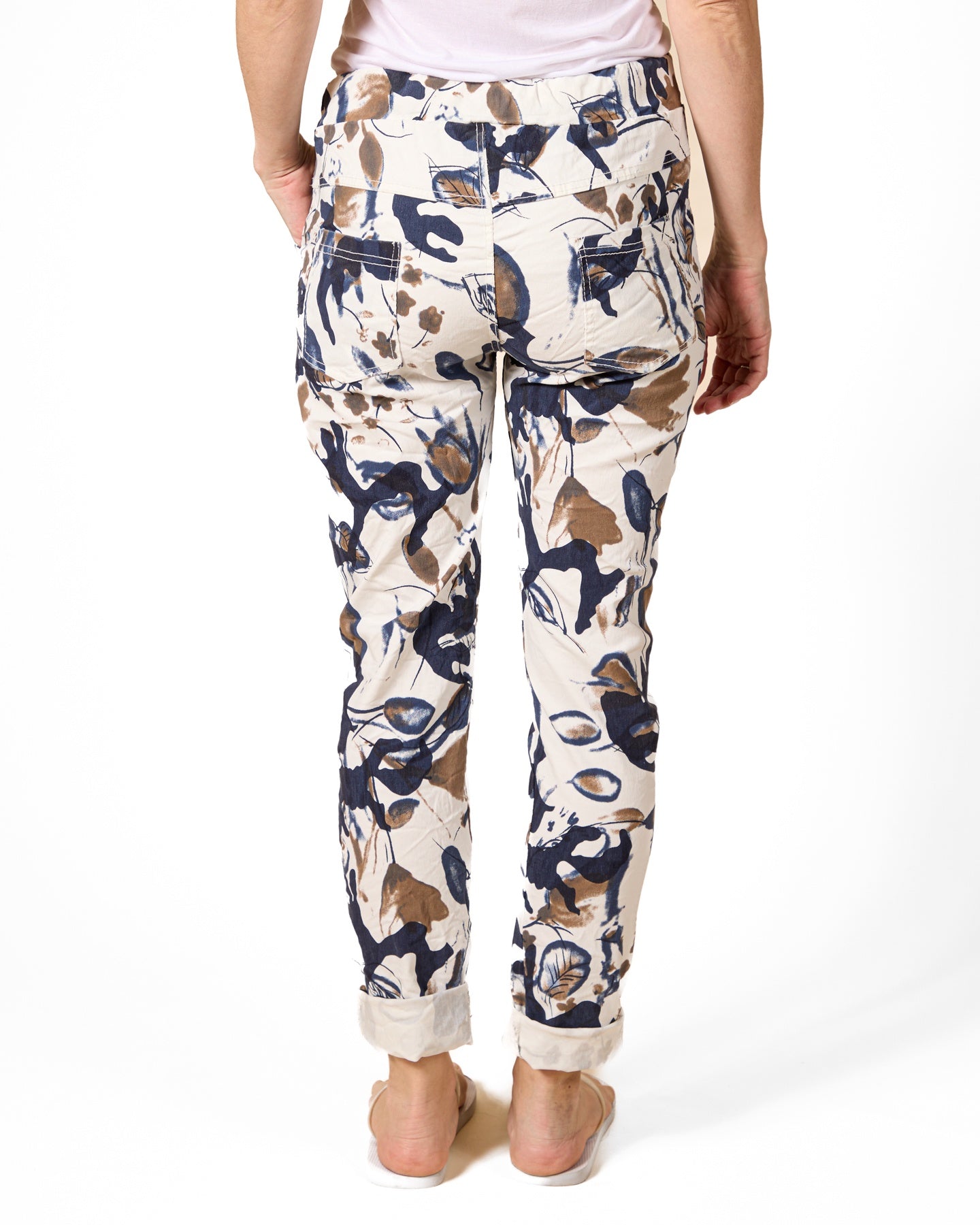 White Floral Print Pant