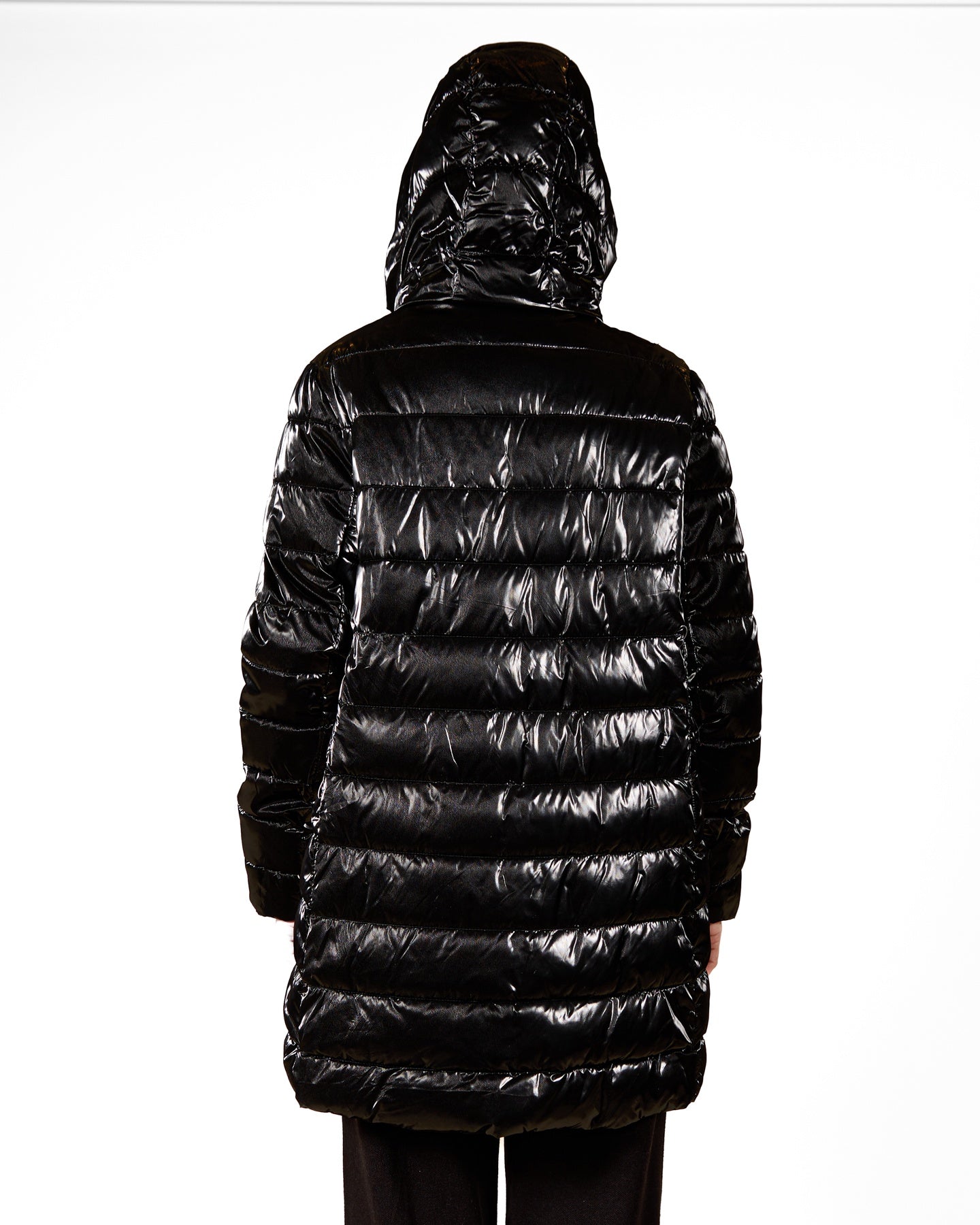 Ebony Puffer Jacket with Gold Zipper