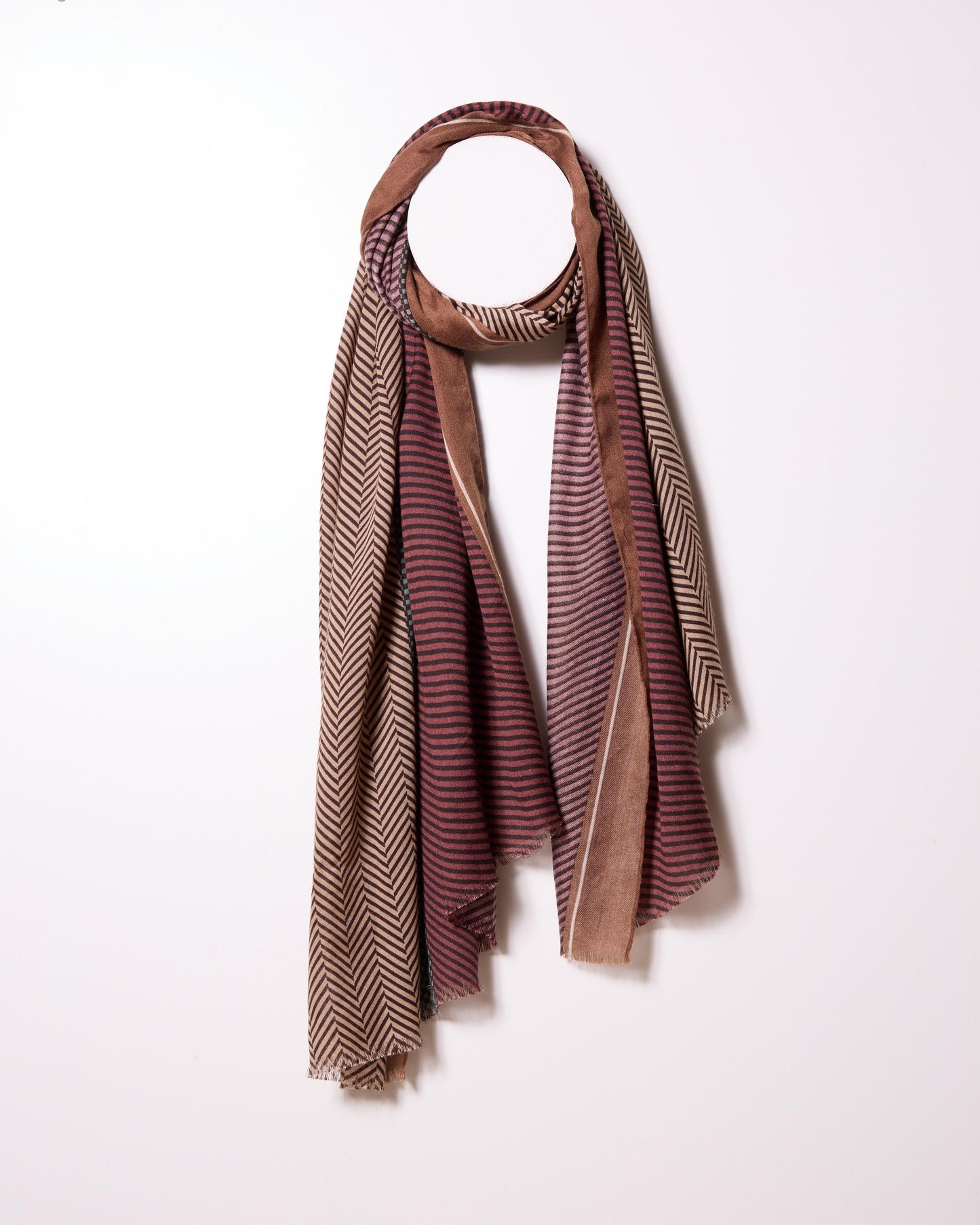 Brown Combo Mini Chevron Reverse Print Scarf