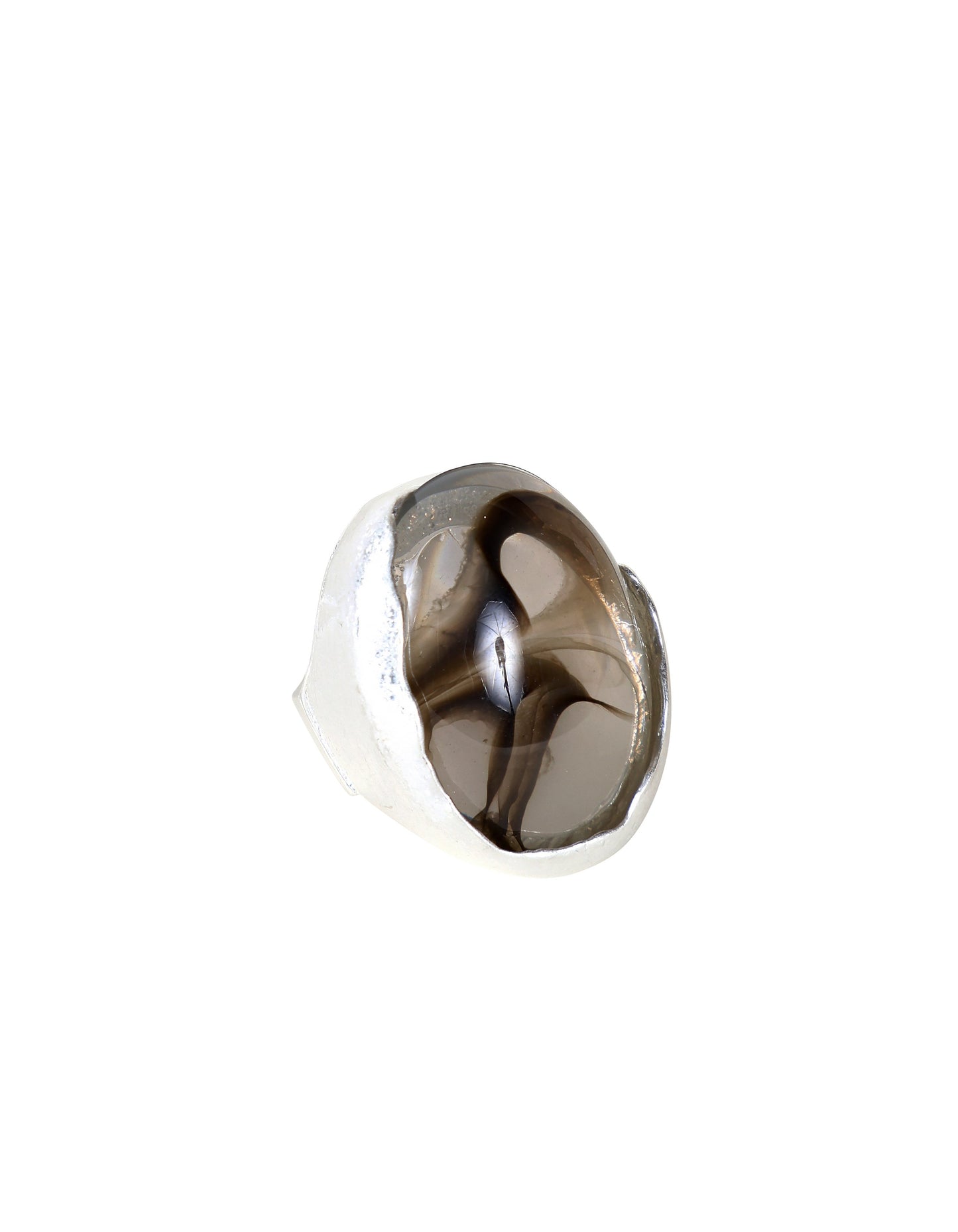 Bague audacieuse ornée d'une pierre tourbillonnante grise et argentée
