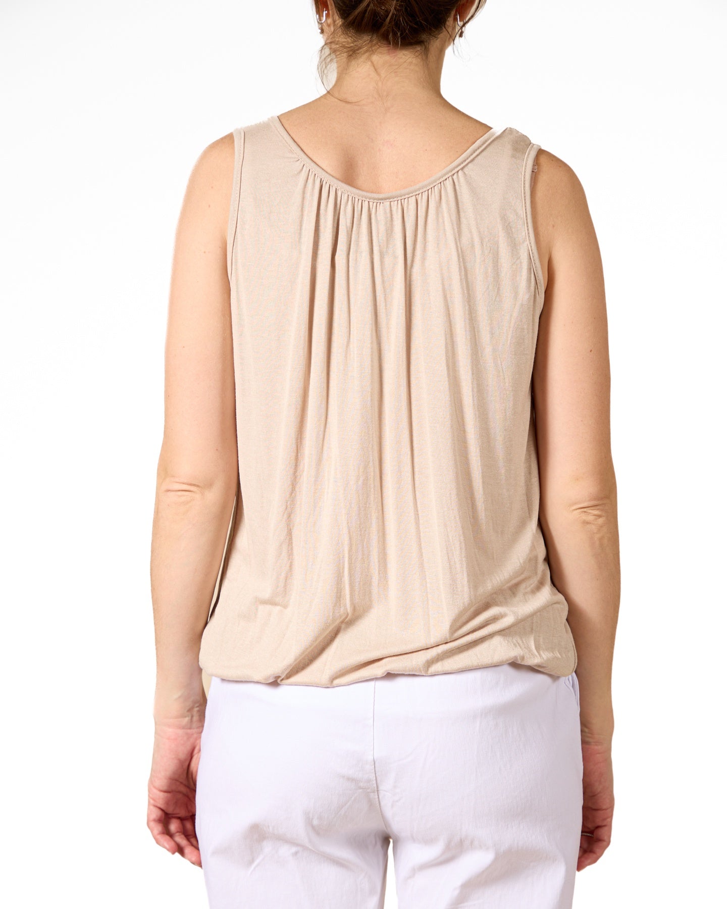 Sand Built Up Shoulder Blouson Tank Top