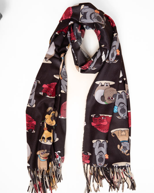 Quirky Canines Scarf - Black