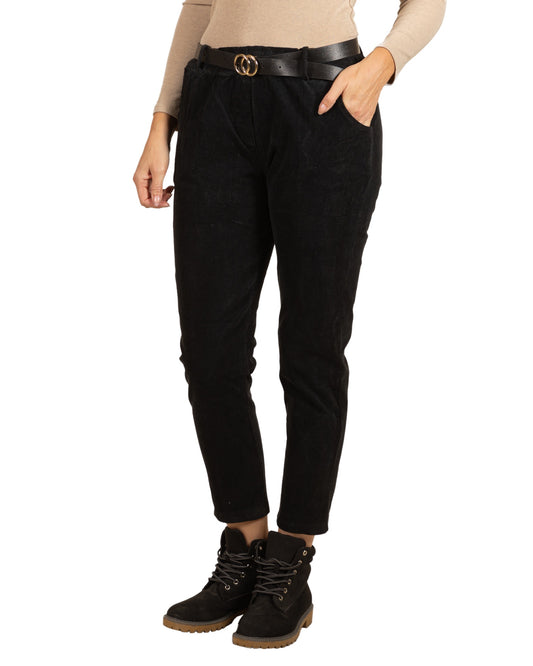 Black Belted Mini Bib 2 Pocket Pant