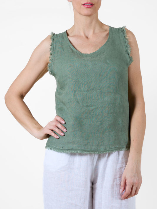 Military Raw Edge Sleeveless Tank