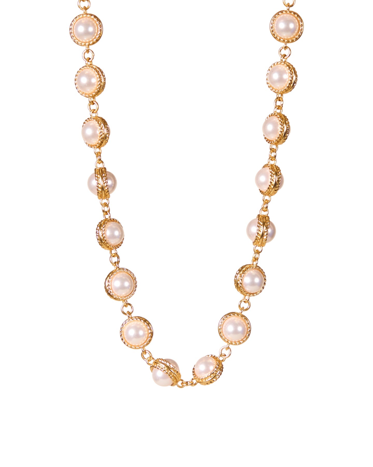 Golden Pearl Charm Necklace